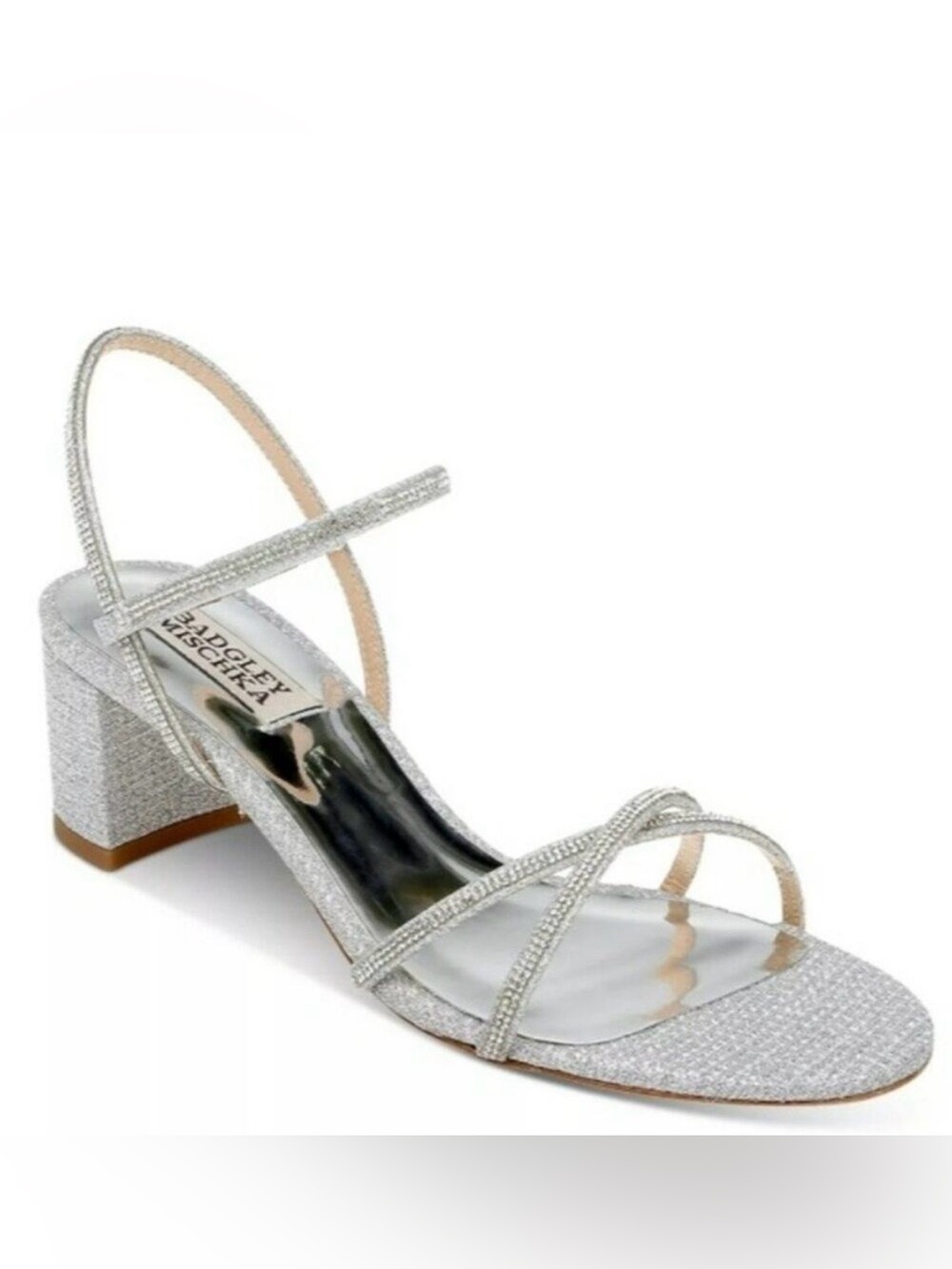 Badgley Mischka Rhinestone Strappy Block Heel Sandal Sz 7